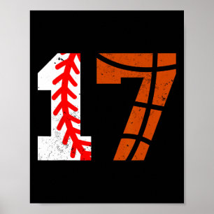 Sell Sketll Number 17 Jersey Funny 17th Birthday 1 Poster