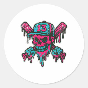Sell Skull Drip Softll Team Player Design Classic Round Sticker