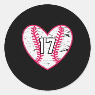 Sell Softll Heart Number #17 Sports Player Fan Jer Classic Round Sticker