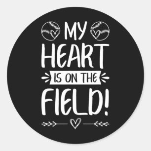 Sell Softll Mom Dad My Heart Is On The Field Classic Round Sticker