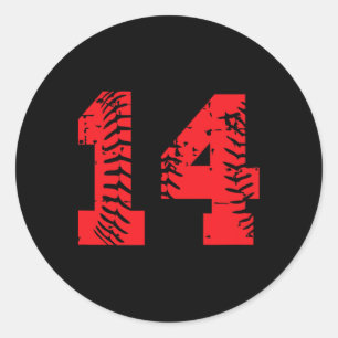 Sell Softll Player Number #14 Red Grunge Lucky Num Classic Round Sticker