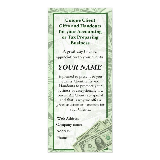 SELL TO Tax or Accountant Business Brochure Cards (Front)