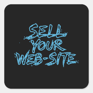 Sell Your Website Blue Distressed Typography Square Sticker