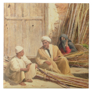 Sellers of Sugar Cane, Egypt, 1892 (oil on canvas) Tile