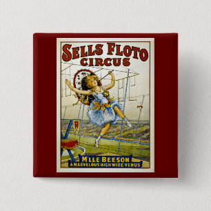 Sells Floto 1921 - M'lle Beeson 15 Cm Square Badge