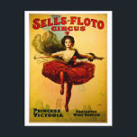 Sells Floto Wire Dancer Circus Princess Victoria Holiday Postcard<br><div class="desc">Sells Floto Princess Victoria Wire Dancer Circus vintage advertisement.  The Sells Floto Circus was a combination of the Floto Dog & Pony Show and the Sells Brothers Circus that toured with sideshow acts in the United States during the early 1900s.</div>
