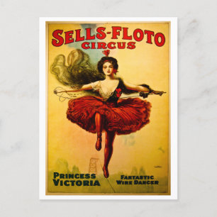 Sells Floto Wire Dancer Circus Princess Victoria Holiday Postcard