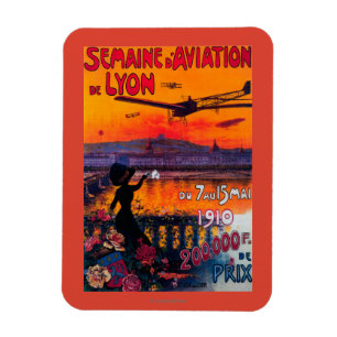 Semaine d' Aviation De Lyon Vintage Poster Magnet