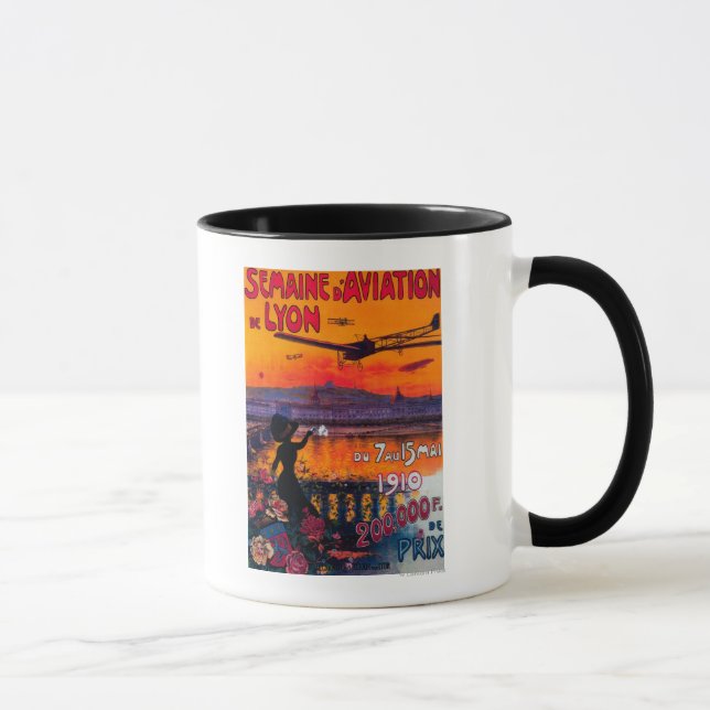 Semaine d' Aviation De Lyon Vintage Poster Mug (Right)