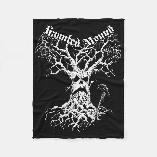 Sematary Merch. Design A Ghost Tree. Haunted Mound Fleece Blanket (Front)