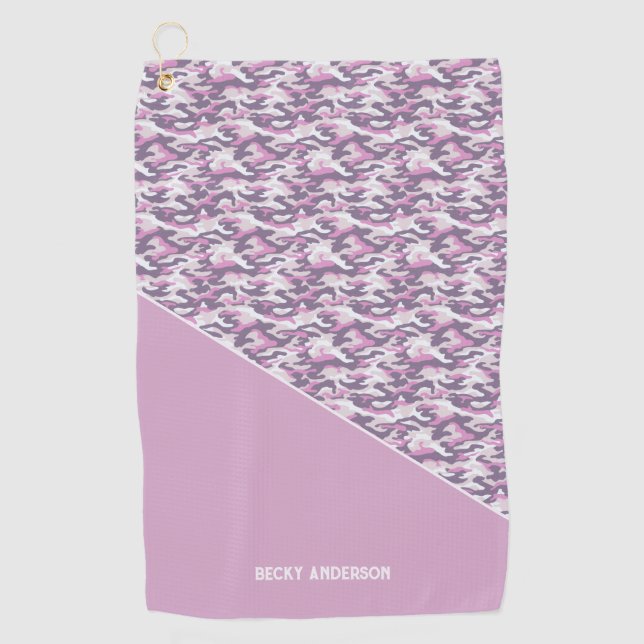 Semi Camouflage double Grey and Pink Golf Towel (Front)
