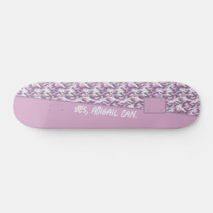 Semi Camouflage Grey and Pink Your Text Skateboard