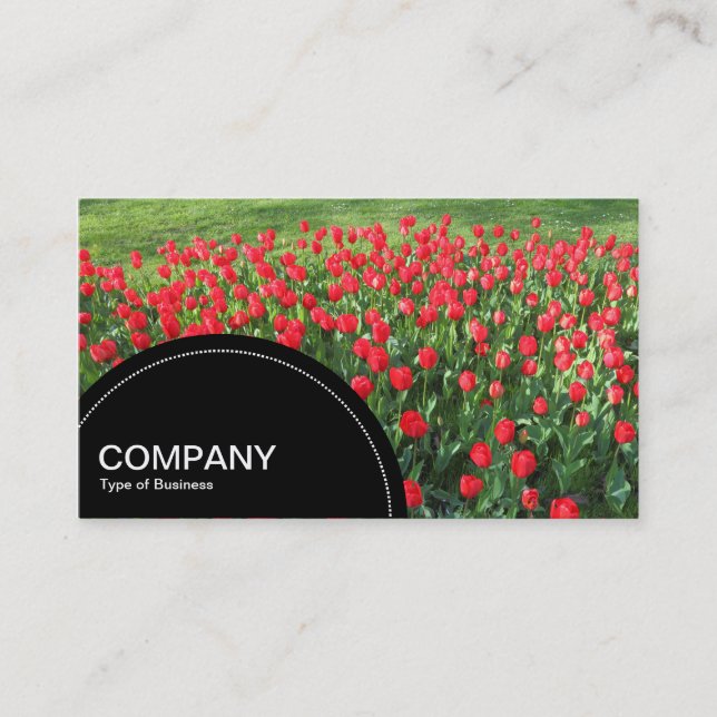Semi-circle Panel (dots) - Bed of Red Tulips 01 Business Card (Front)