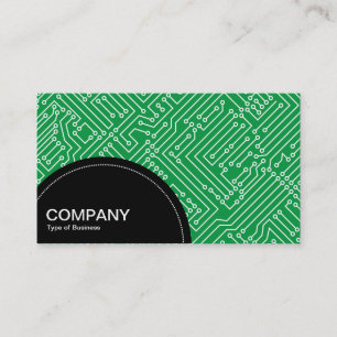 Semi-circle Panel (dots) - Circuitry - Wht on Grn Business Card