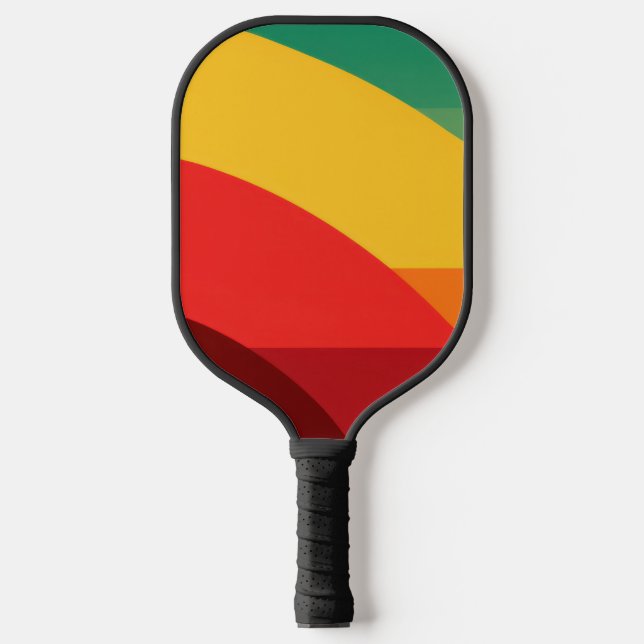 Semi circles in vivid colours pickleball paddle (Front)