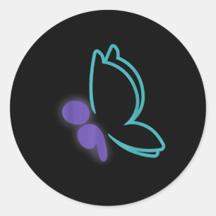 Semi Colon Butterfly Suicide Awareness  Classic Round Sticker