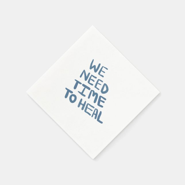 Semi-dark blue hand lettered healing message napkin (Corner)