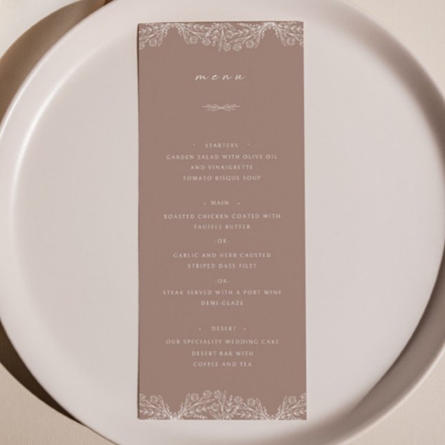 Semi Floral Dusty Rose Wedding Dinner Menu (Creator Uploaded)