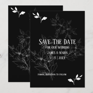 Semi Formal Black & White Flat Save The Date Card