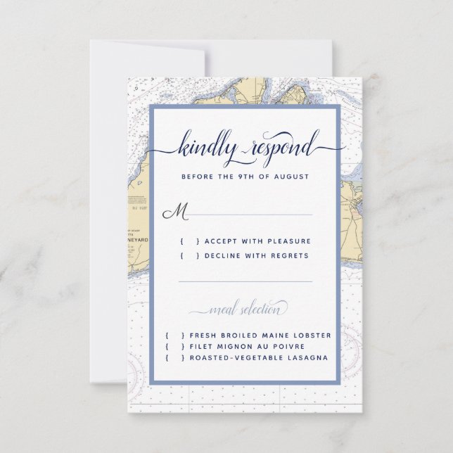 Semi-Formal Nautical Wedding / Event RSVP Card (Front)