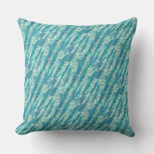 Semi-pixelated cotton in mix of cyan and turquoise cushion