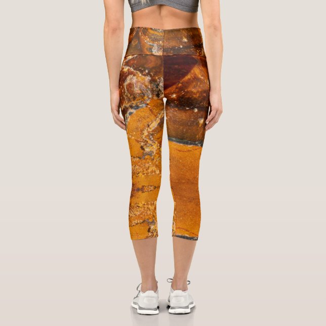 Semi-precious gemstone stone texture structure capri leggings (Back)