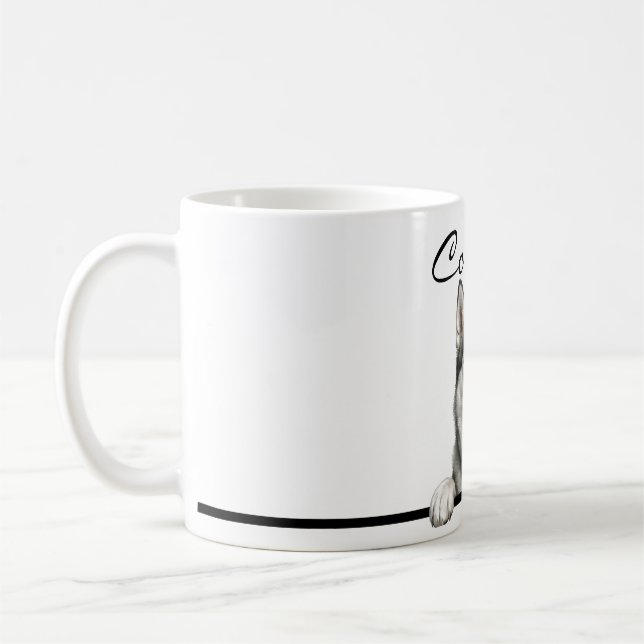 Semi-Realistic Siberian Husky Full Wrap 11oz Mug | (Left)