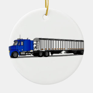 Semi Tractor Trailer Ceramic Tree Decoration