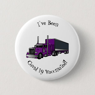 Semi-trailer truck cartoon illustration 6 cm round badge