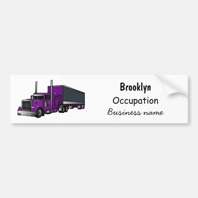 Semi-trailer truck cartoon illustration bumper sticker (Front)