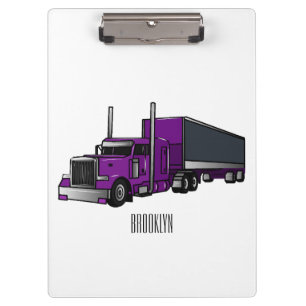 Semi-trailer truck cartoon illustration clipboard