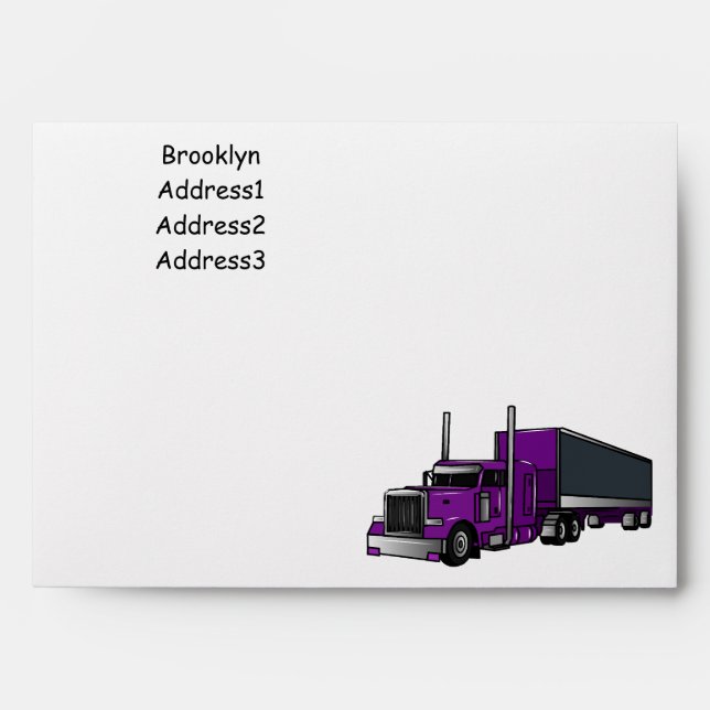 Semi-trailer truck cartoon illustration envelope (Front)