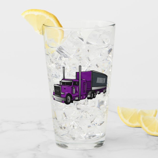 Semi-trailer truck cartoon illustration glass (Front Ice)