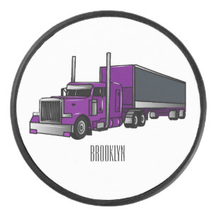 Semi-trailer truck cartoon illustration hockey puck