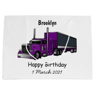 Semi-trailer truck cartoon illustration large gift bag