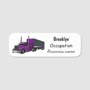 Semi-trailer truck cartoon illustration name tag