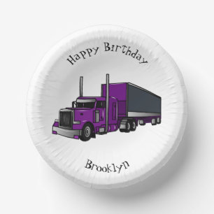 Semi-trailer truck cartoon illustration paper plate