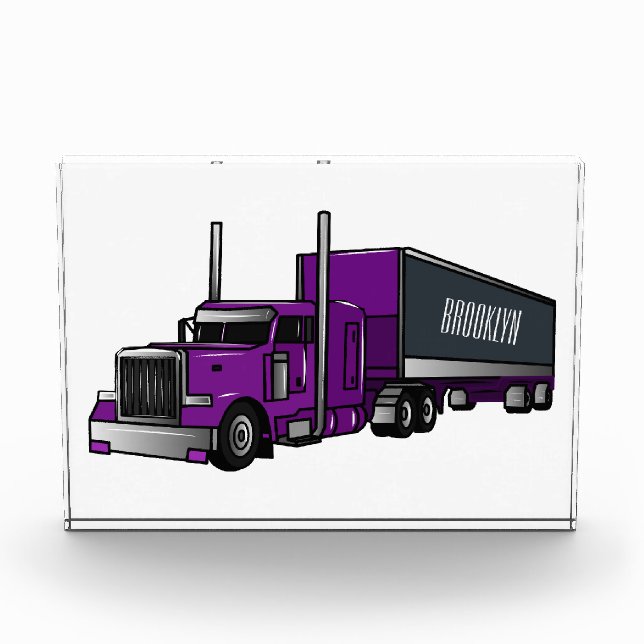 Semi-trailer truck cartoon illustration photo block (Front)