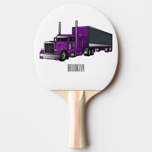 Semi-trailer truck cartoon illustration ping pong paddle