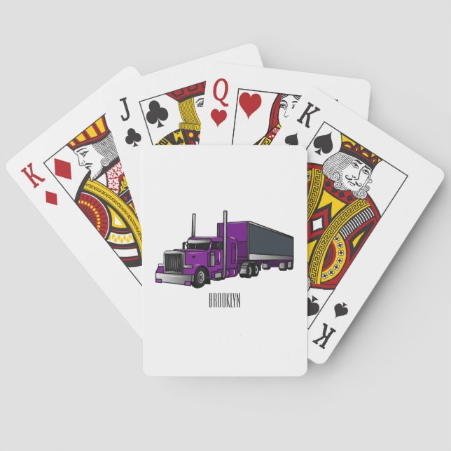 Semi-trailer truck cartoon illustration playing cards (Back)