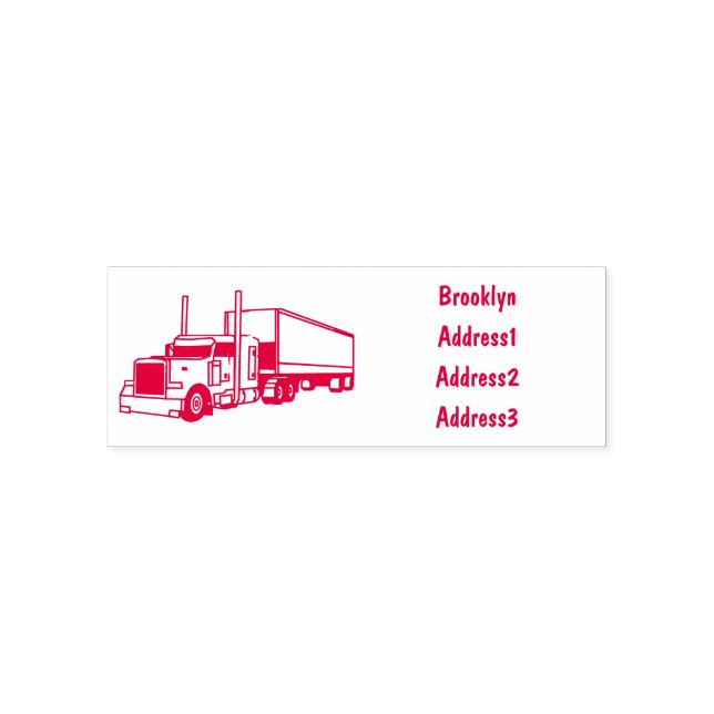 Semi-trailer truck cartoon illustration self-inking stamp (Design)