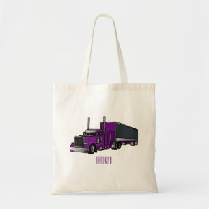 Semi-trailer truck cartoon illustration tote bag