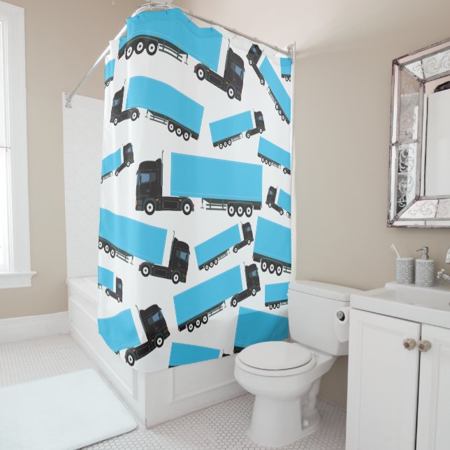 Semi-Trailer Truck Transportation Trucks Shower Curtain (In Situ)
