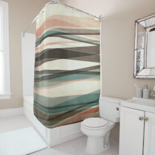 Semi Transparent Layers In Peach Brown And Green Shower Curtain