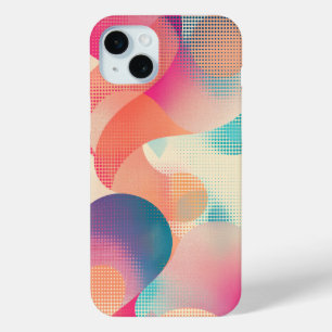 Semi-transparent shapes and dot patterns iPhone 15 mini case