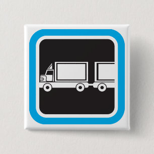 Semi-Truck and Trailer Blue Icon 15 Cm Square Badge