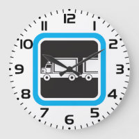 Semi-Truck and Trailer Blue Icon