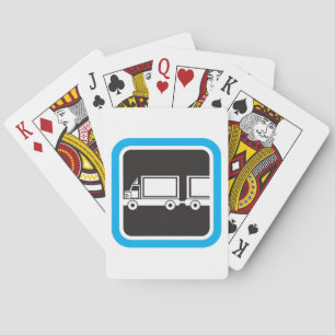 Semi-Truck and Trailer Blue Icon Playing Cards