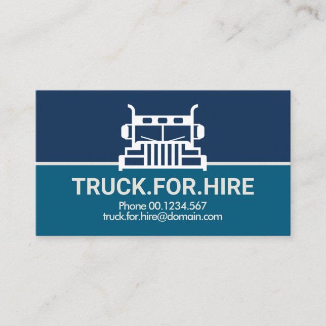 Semi Truck Border Motif Large Truck For Hire Business Card (Front)