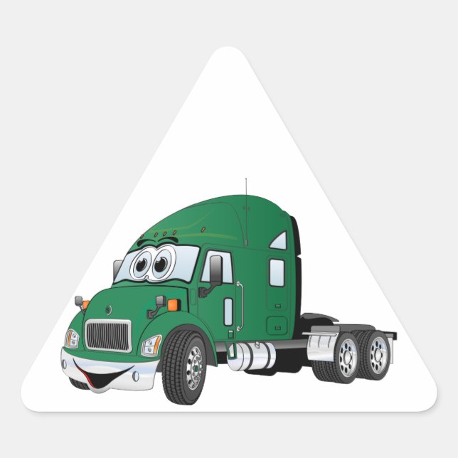 Semi Truck Cab Green Triangle Sticker (Front)